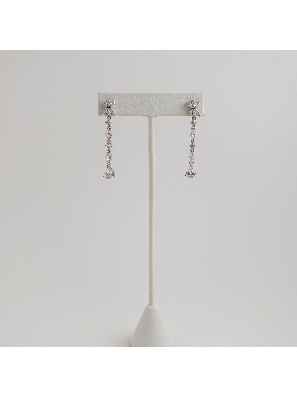 Sterling Silver Large Multi Clear Cubic Zirconia CZ Drop Dangle Cluster Earrings